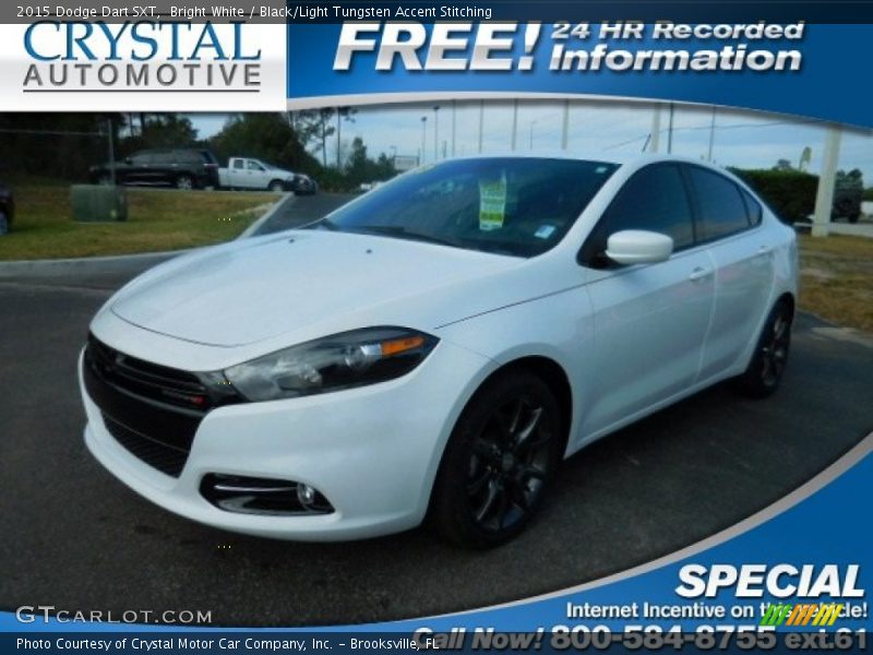Bright White / Black/Light Tungsten Accent Stitching 2015 Dodge Dart SXT