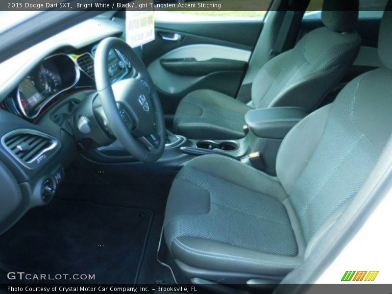 Bright White / Black/Light Tungsten Accent Stitching 2015 Dodge Dart SXT