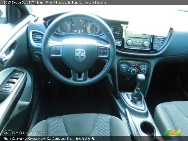 Bright White / Black/Light Tungsten Accent Stitching 2015 Dodge Dart SXT