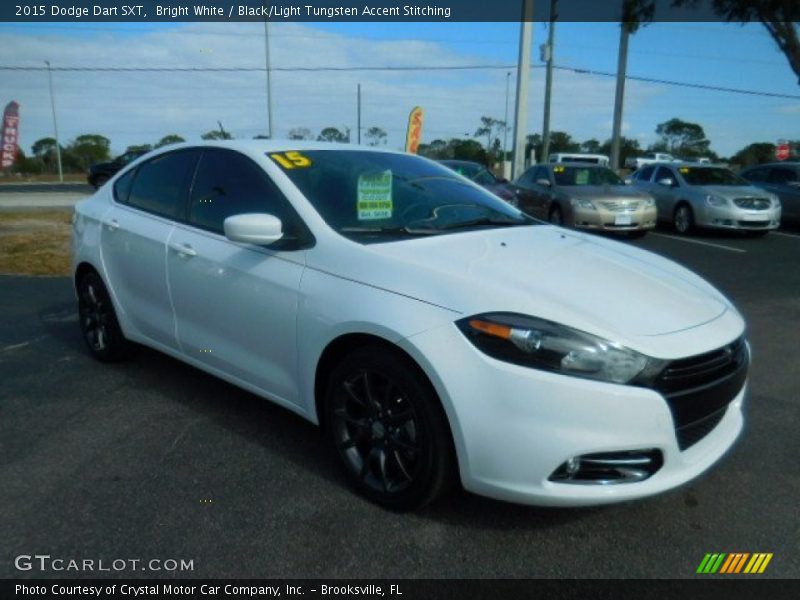 Bright White / Black/Light Tungsten Accent Stitching 2015 Dodge Dart SXT