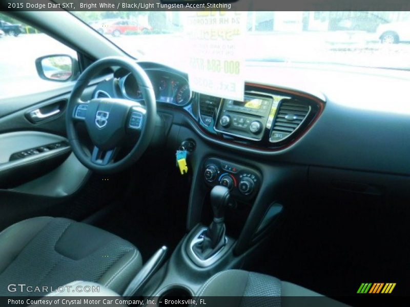 Bright White / Black/Light Tungsten Accent Stitching 2015 Dodge Dart SXT