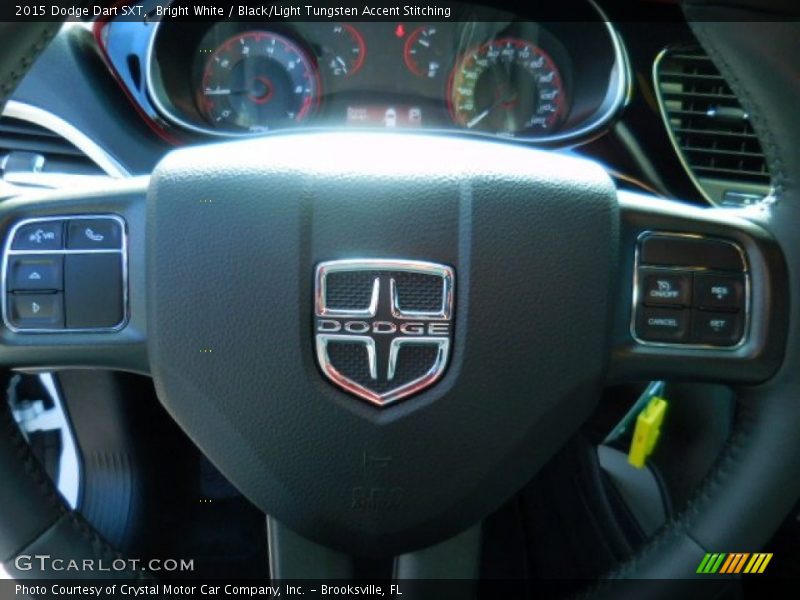 Bright White / Black/Light Tungsten Accent Stitching 2015 Dodge Dart SXT