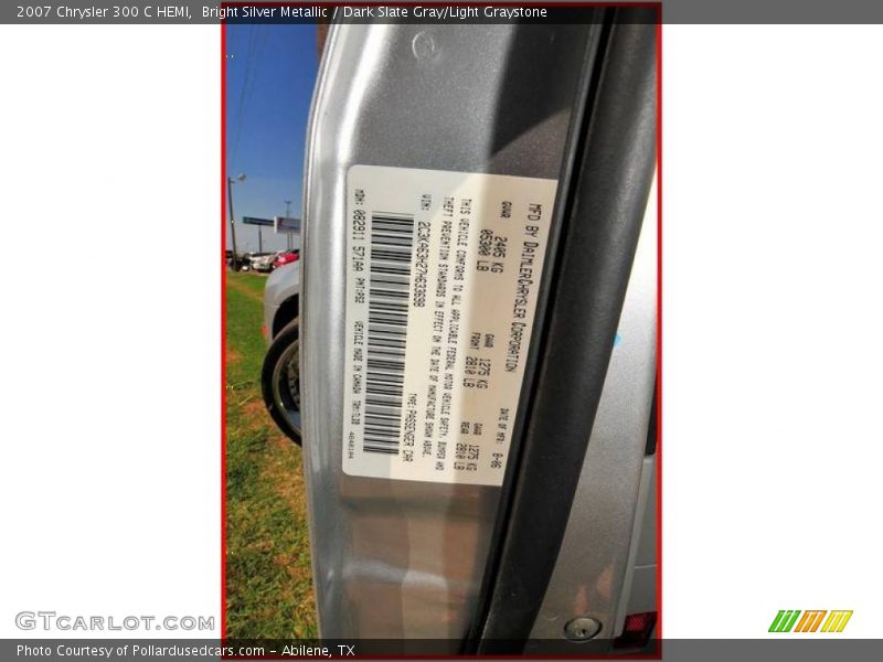 Bright Silver Metallic / Dark Slate Gray/Light Graystone 2007 Chrysler 300 C HEMI