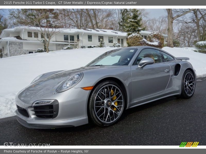 GT Silver Metallic / Espresso/Cognac Natural Leather 2015 Porsche 911 Turbo S Coupe