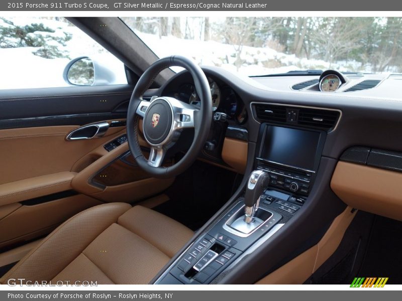 GT Silver Metallic / Espresso/Cognac Natural Leather 2015 Porsche 911 Turbo S Coupe
