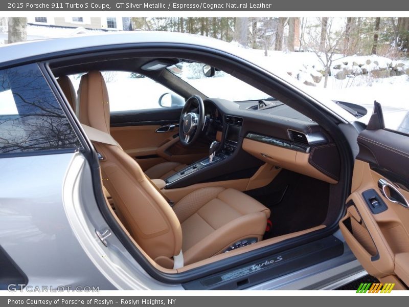 GT Silver Metallic / Espresso/Cognac Natural Leather 2015 Porsche 911 Turbo S Coupe