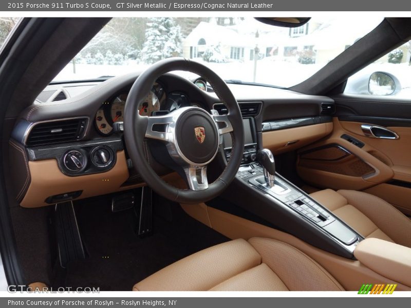 GT Silver Metallic / Espresso/Cognac Natural Leather 2015 Porsche 911 Turbo S Coupe