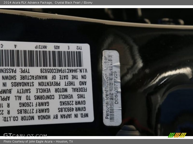 Crystal Black Pearl / Ebony 2014 Acura RLX Advance Package