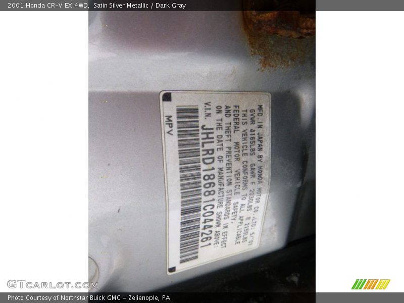 Satin Silver Metallic / Dark Gray 2001 Honda CR-V EX 4WD