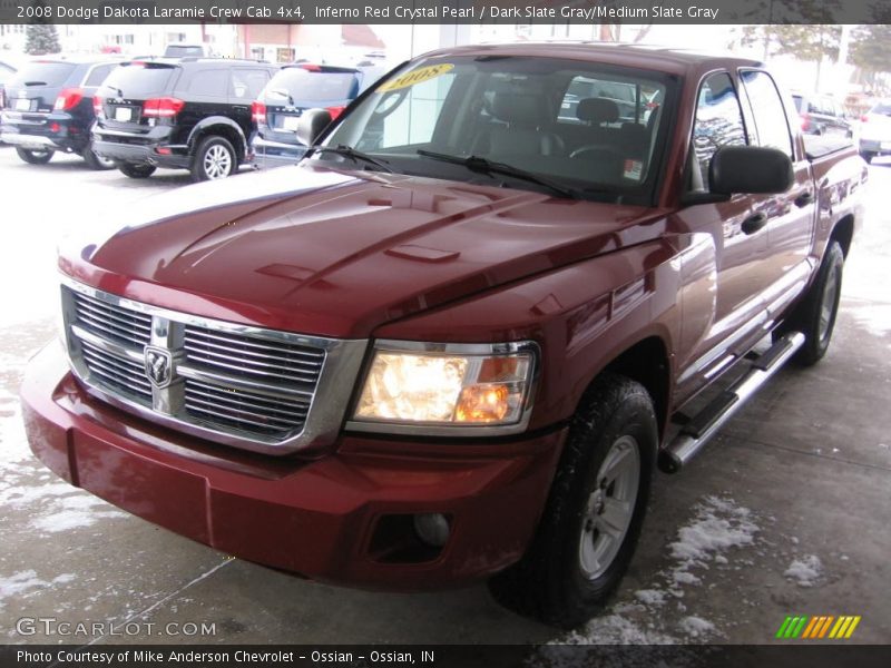 Inferno Red Crystal Pearl / Dark Slate Gray/Medium Slate Gray 2008 Dodge Dakota Laramie Crew Cab 4x4