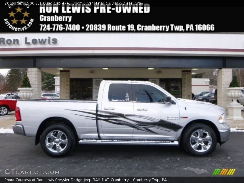 Bright Silver Metallic / Black/Diesel Gray 2015 Ram 1500 SLT Quad Cab 4x4