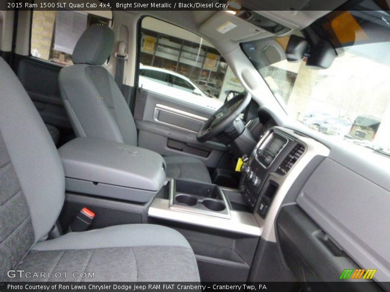 Bright Silver Metallic / Black/Diesel Gray 2015 Ram 1500 SLT Quad Cab 4x4