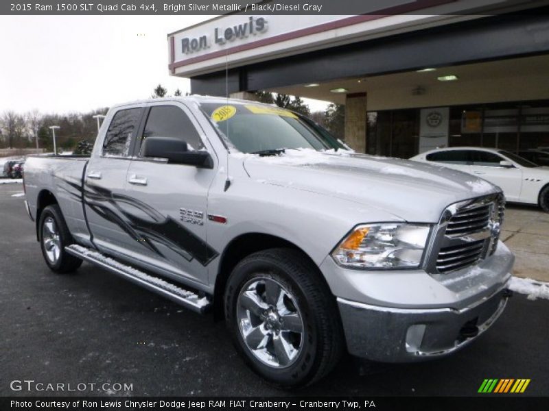 Bright Silver Metallic / Black/Diesel Gray 2015 Ram 1500 SLT Quad Cab 4x4