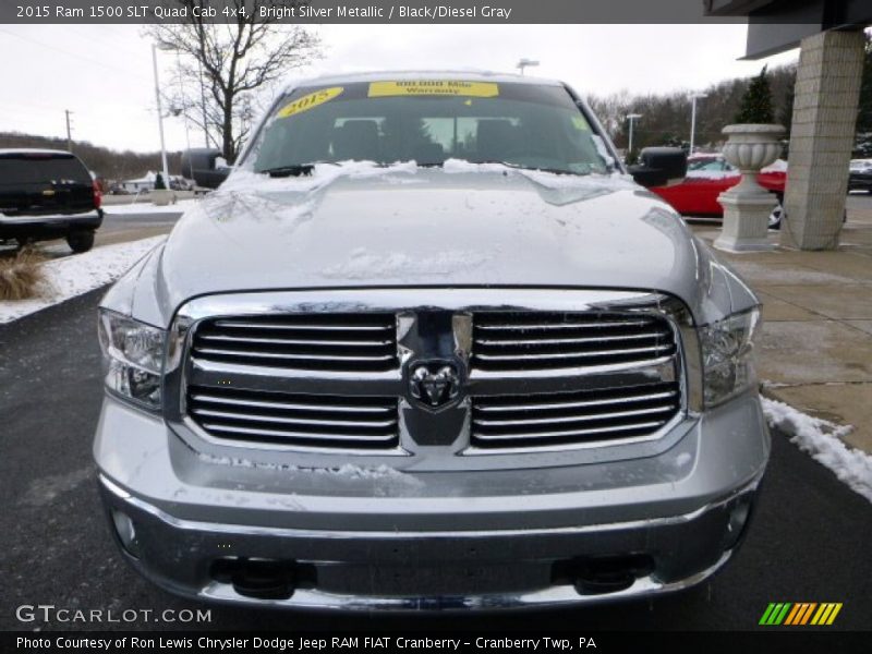 Bright Silver Metallic / Black/Diesel Gray 2015 Ram 1500 SLT Quad Cab 4x4