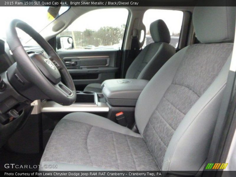 Bright Silver Metallic / Black/Diesel Gray 2015 Ram 1500 SLT Quad Cab 4x4