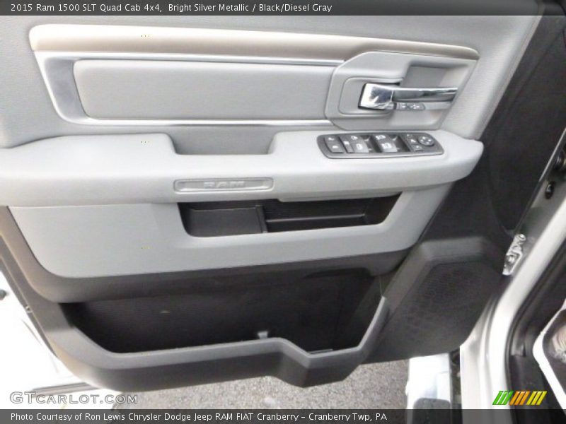 Bright Silver Metallic / Black/Diesel Gray 2015 Ram 1500 SLT Quad Cab 4x4
