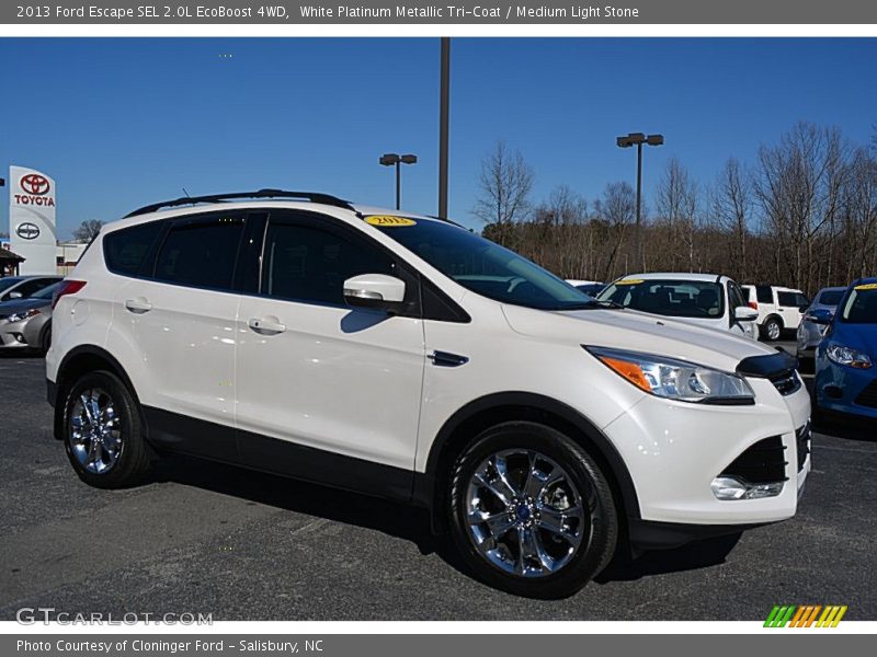 White Platinum Metallic Tri-Coat / Medium Light Stone 2013 Ford Escape SEL 2.0L EcoBoost 4WD