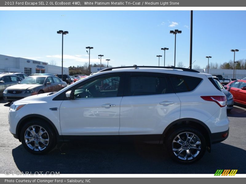 White Platinum Metallic Tri-Coat / Medium Light Stone 2013 Ford Escape SEL 2.0L EcoBoost 4WD