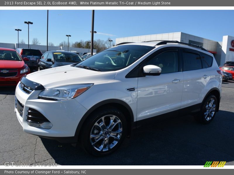 White Platinum Metallic Tri-Coat / Medium Light Stone 2013 Ford Escape SEL 2.0L EcoBoost 4WD