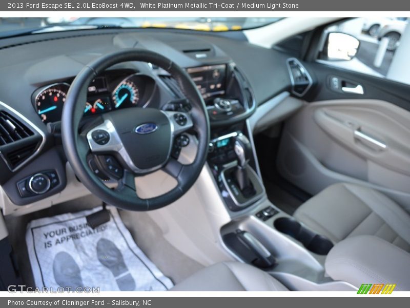 White Platinum Metallic Tri-Coat / Medium Light Stone 2013 Ford Escape SEL 2.0L EcoBoost 4WD
