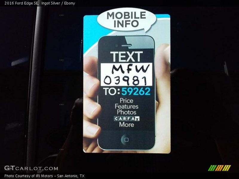 Ingot Silver / Ebony 2016 Ford Edge SE