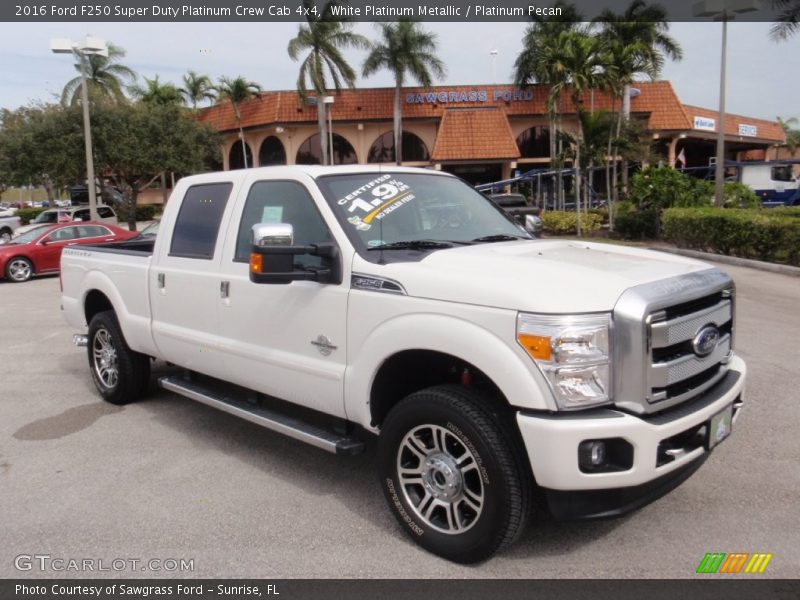 White Platinum Metallic / Platinum Pecan 2016 Ford F250 Super Duty Platinum Crew Cab 4x4