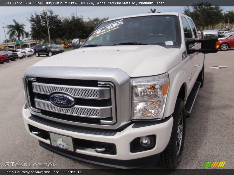 White Platinum Metallic / Platinum Pecan 2016 Ford F250 Super Duty Platinum Crew Cab 4x4