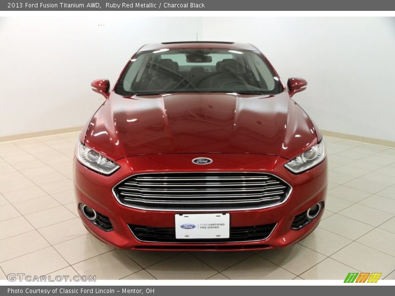 Ruby Red Metallic / Charcoal Black 2013 Ford Fusion Titanium AWD