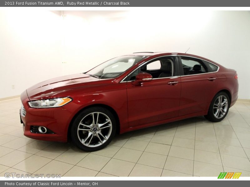 Ruby Red Metallic / Charcoal Black 2013 Ford Fusion Titanium AWD