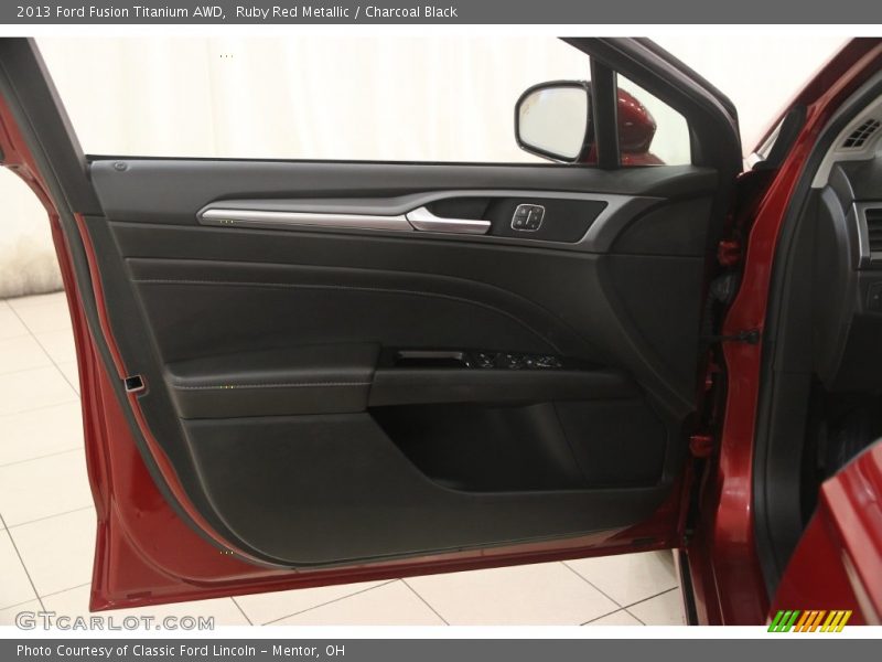 Ruby Red Metallic / Charcoal Black 2013 Ford Fusion Titanium AWD