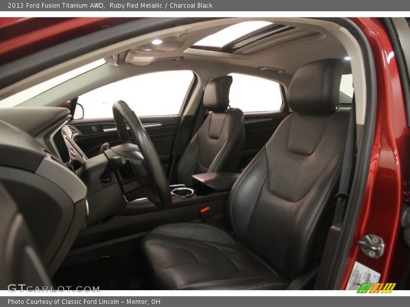 Ruby Red Metallic / Charcoal Black 2013 Ford Fusion Titanium AWD