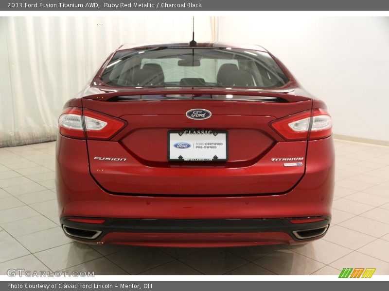 Ruby Red Metallic / Charcoal Black 2013 Ford Fusion Titanium AWD