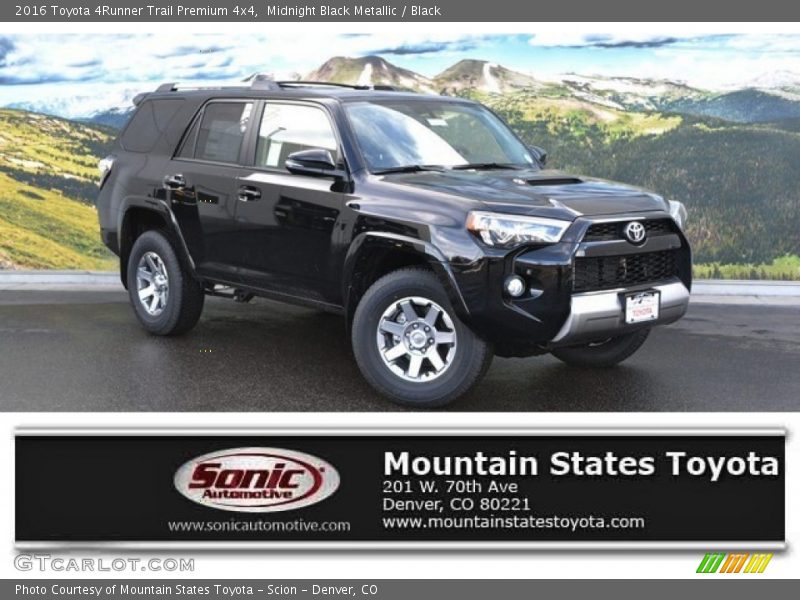 Midnight Black Metallic / Black 2016 Toyota 4Runner Trail Premium 4x4