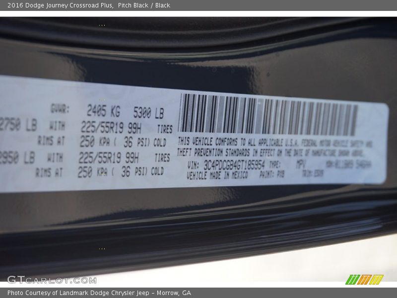 Pitch Black / Black 2016 Dodge Journey Crossroad Plus