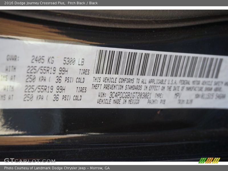 Pitch Black / Black 2016 Dodge Journey Crossroad Plus