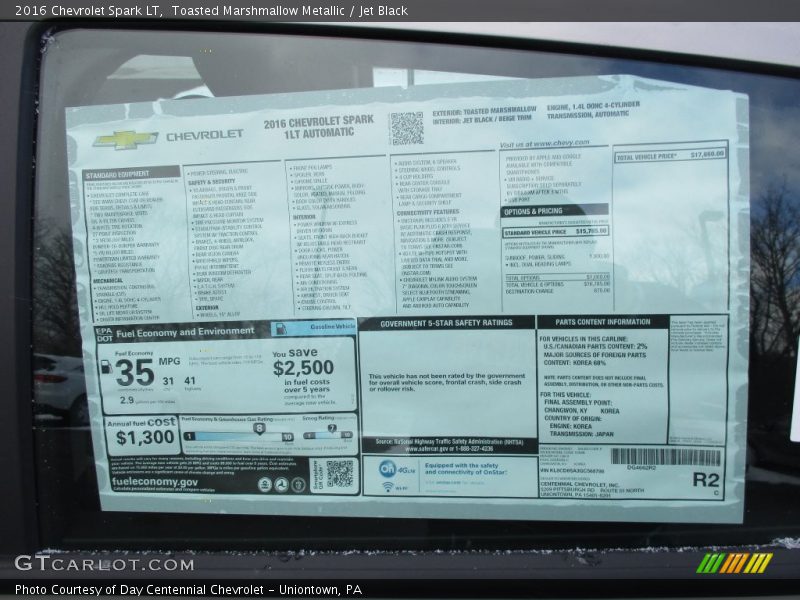  2016 Spark LT Window Sticker