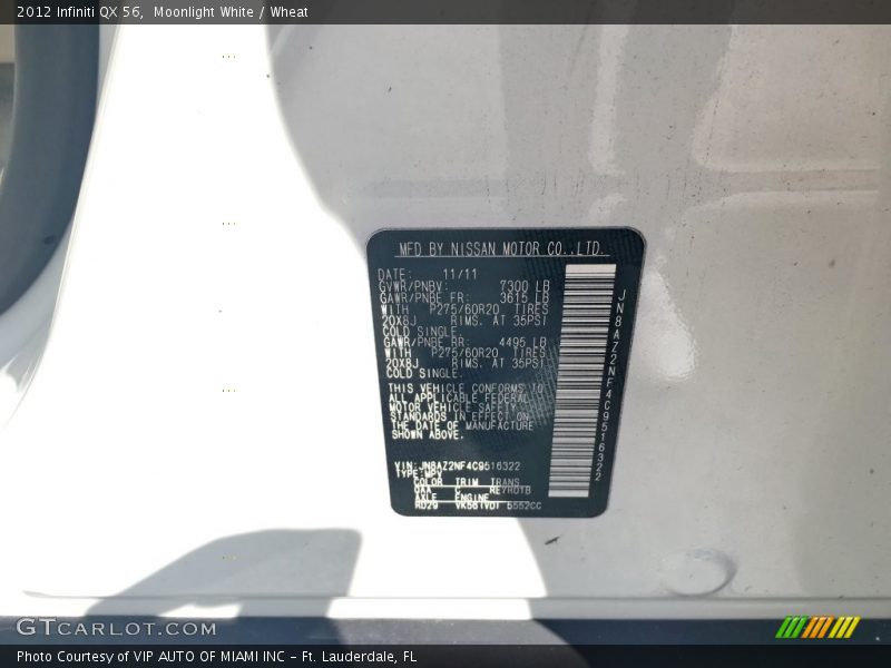 Moonlight White / Wheat 2012 Infiniti QX 56