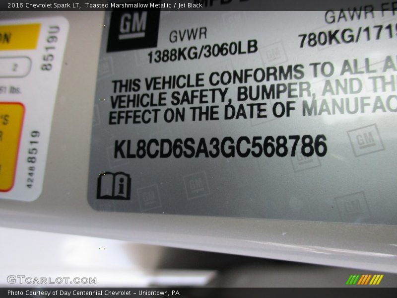 Toasted Marshmallow Metallic / Jet Black 2016 Chevrolet Spark LT