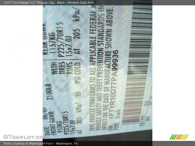 Black / Medium Dark Flint 2007 Ford Ranger XLT Regular Cab