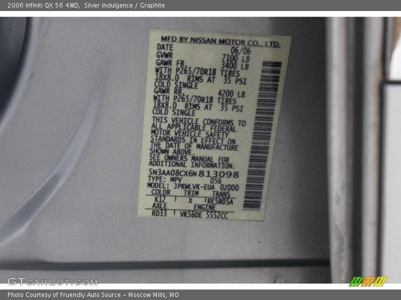 Silver Indulgence / Graphite 2006 Infiniti QX 56 4WD