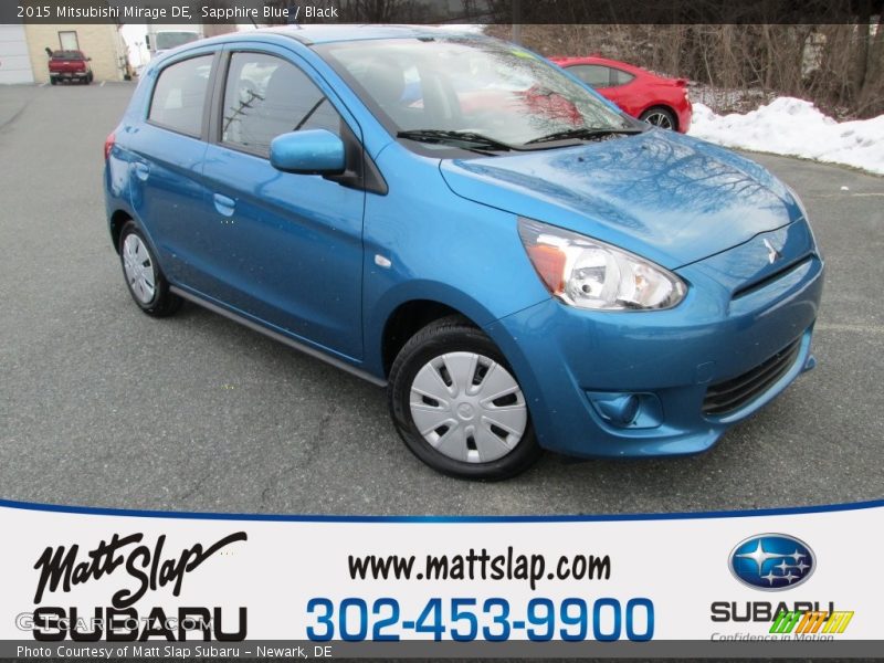 Sapphire Blue / Black 2015 Mitsubishi Mirage DE