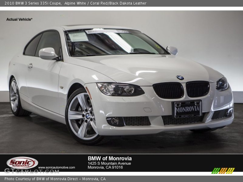 Alpine White / Coral Red/Black Dakota Leather 2010 BMW 3 Series 335i Coupe