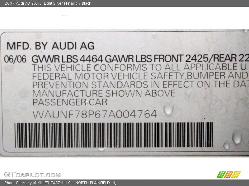 Light Silver Metallic / Black 2007 Audi A3 2.0T
