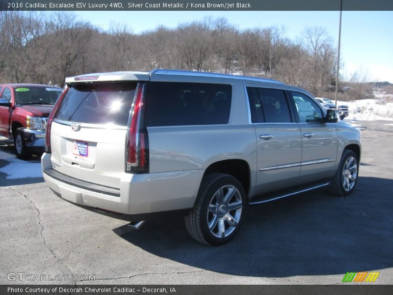 Silver Coast Metallic / Kona Brown/Jet Black 2016 Cadillac Escalade ESV Luxury 4WD