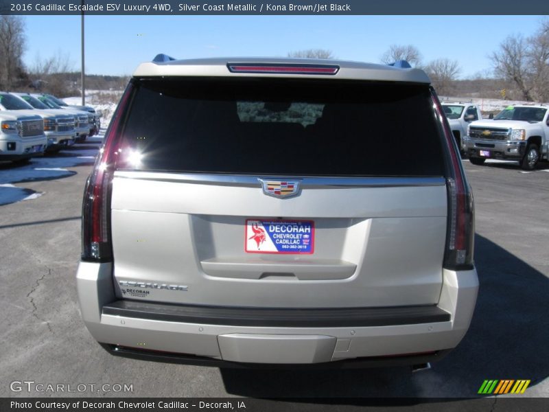 Silver Coast Metallic / Kona Brown/Jet Black 2016 Cadillac Escalade ESV Luxury 4WD