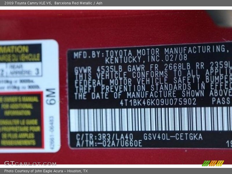 Barcelona Red Metallic / Ash 2009 Toyota Camry XLE V6