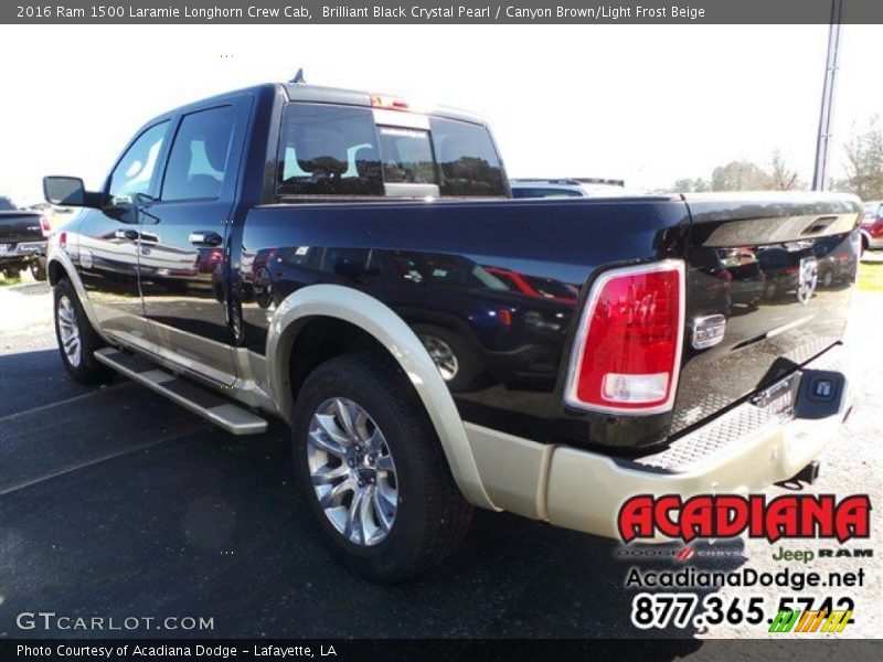 Brilliant Black Crystal Pearl / Canyon Brown/Light Frost Beige 2016 Ram 1500 Laramie Longhorn Crew Cab