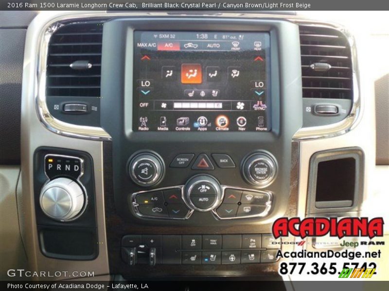 Brilliant Black Crystal Pearl / Canyon Brown/Light Frost Beige 2016 Ram 1500 Laramie Longhorn Crew Cab