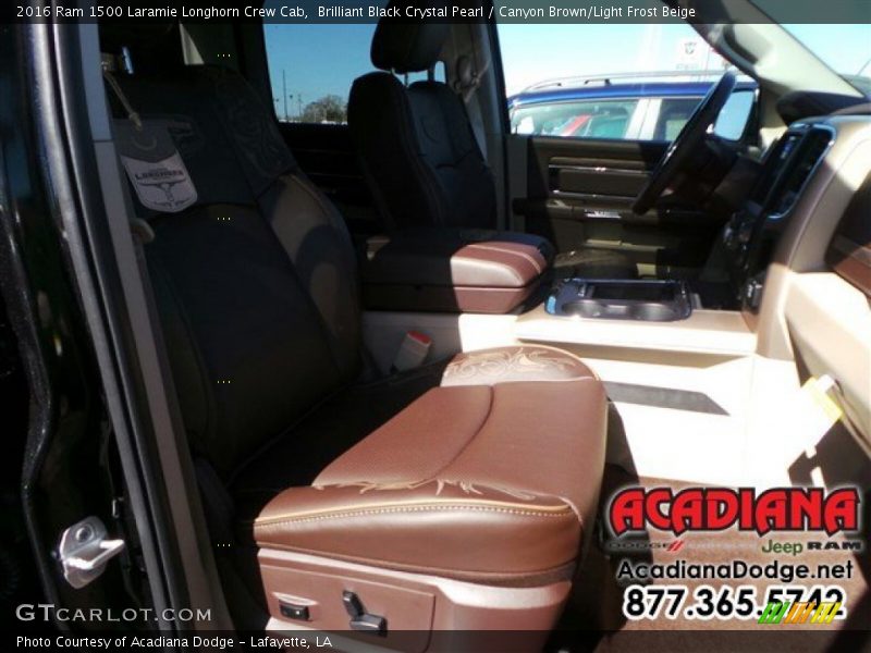 Brilliant Black Crystal Pearl / Canyon Brown/Light Frost Beige 2016 Ram 1500 Laramie Longhorn Crew Cab