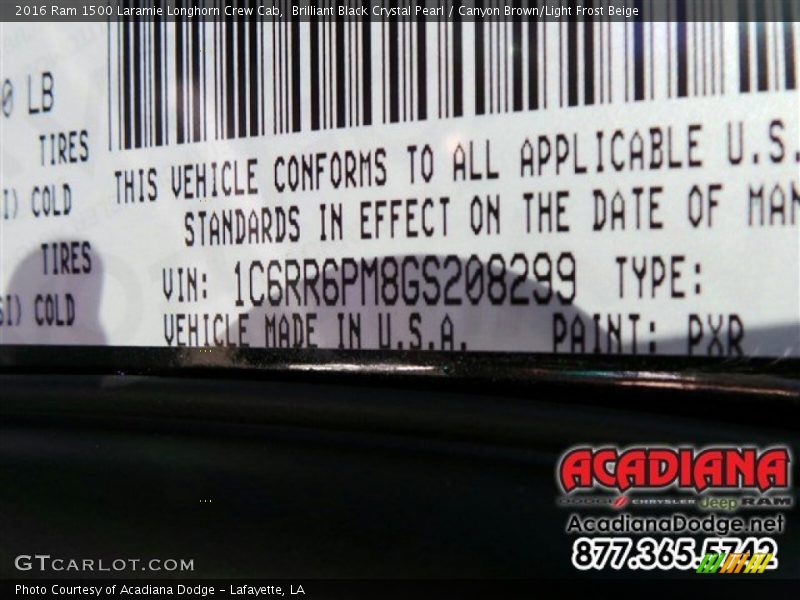Brilliant Black Crystal Pearl / Canyon Brown/Light Frost Beige 2016 Ram 1500 Laramie Longhorn Crew Cab